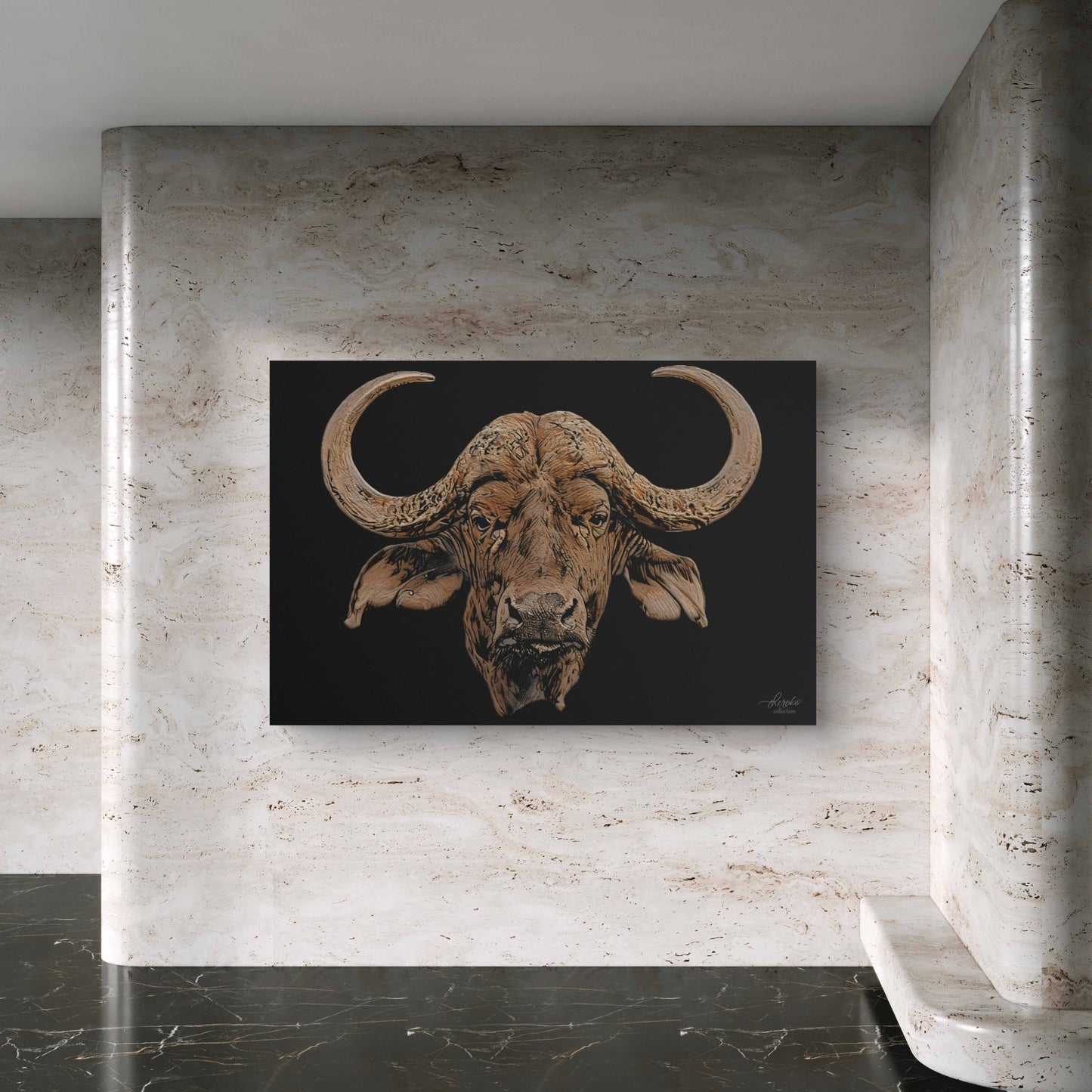 Cape Buffalo Indoor & Outdoor Black HD Silk Poster - HD Printing