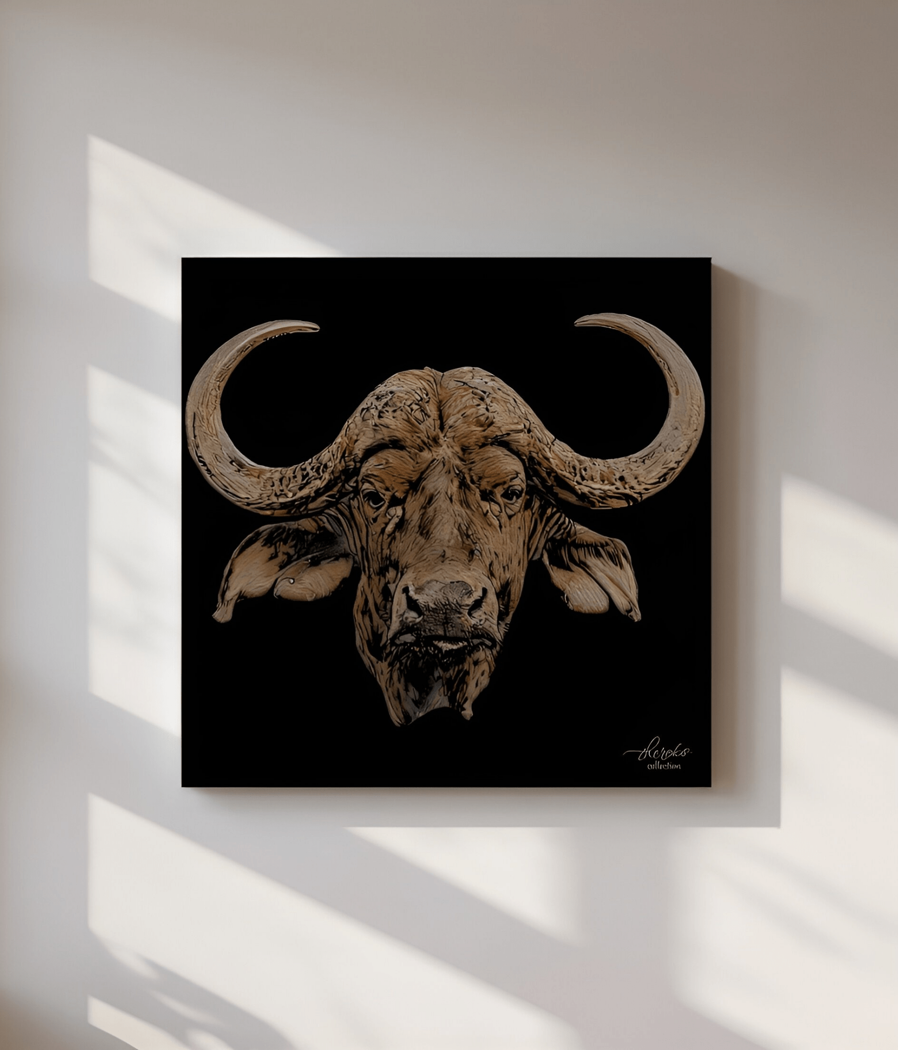 Cape Buffalo Indoor & Outdoor Black HD Silk Poster - HD Printing