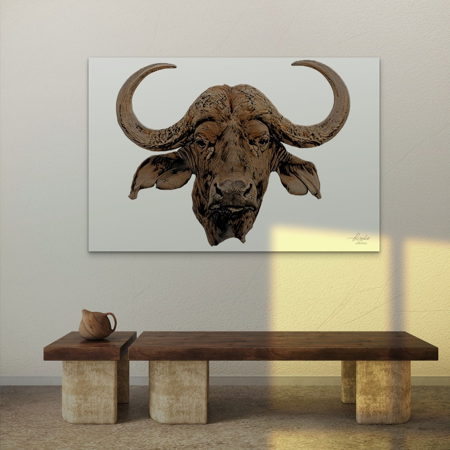 Cape Buffalo Satin Stretched Canvas Print - HD Printing