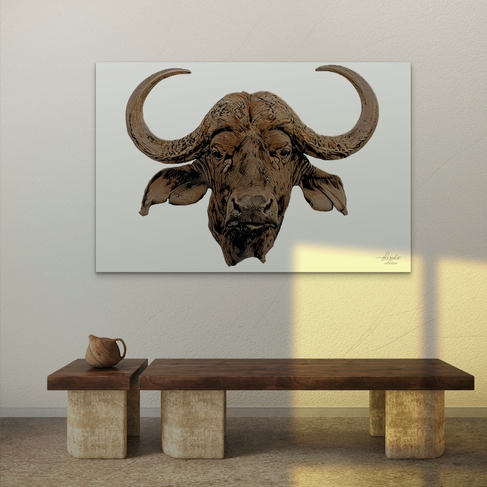 Cape Buffalo Satin Stretched Canvas Print - HD Printing