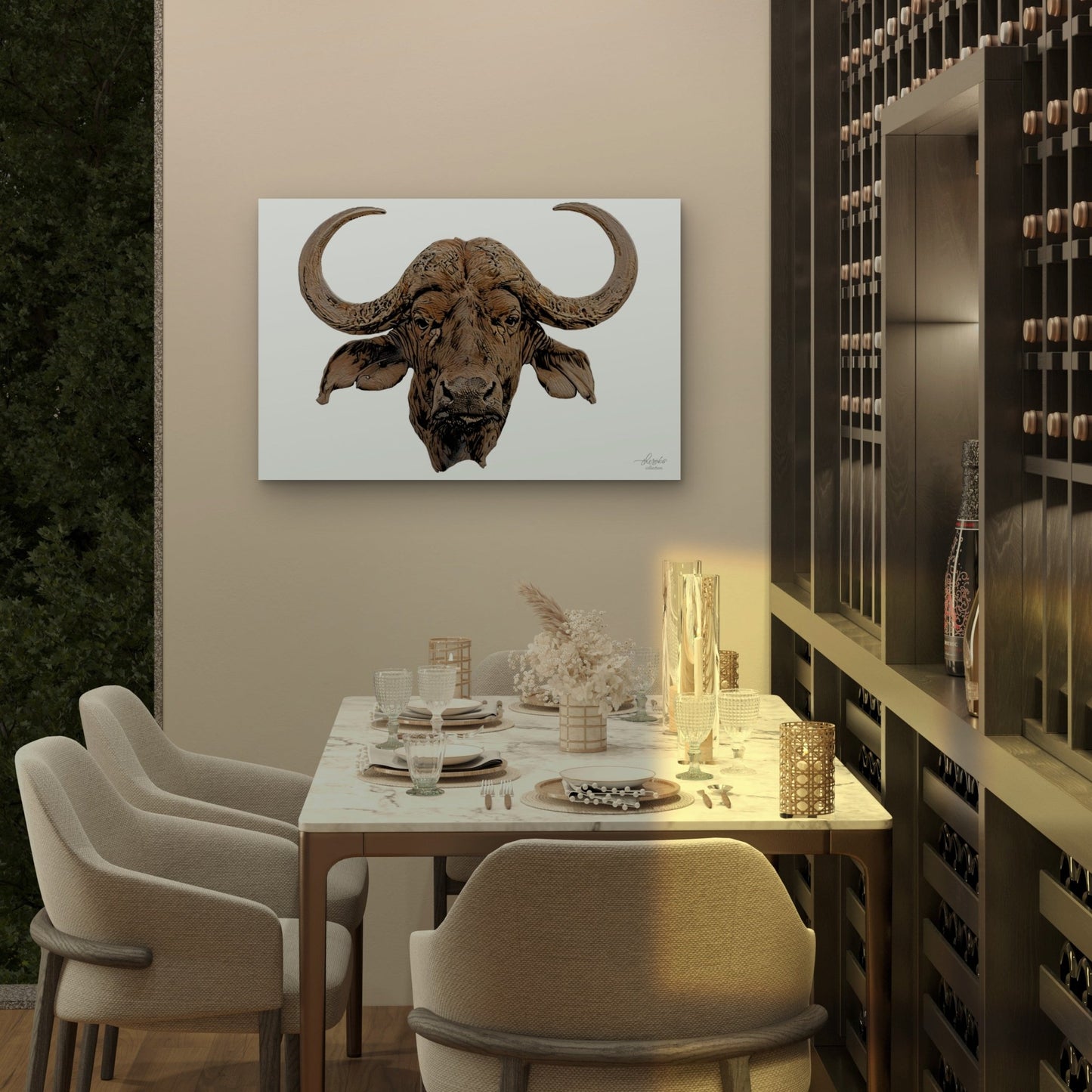 Cape Buffalo Satin Stretched Canvas Print - HD Printing