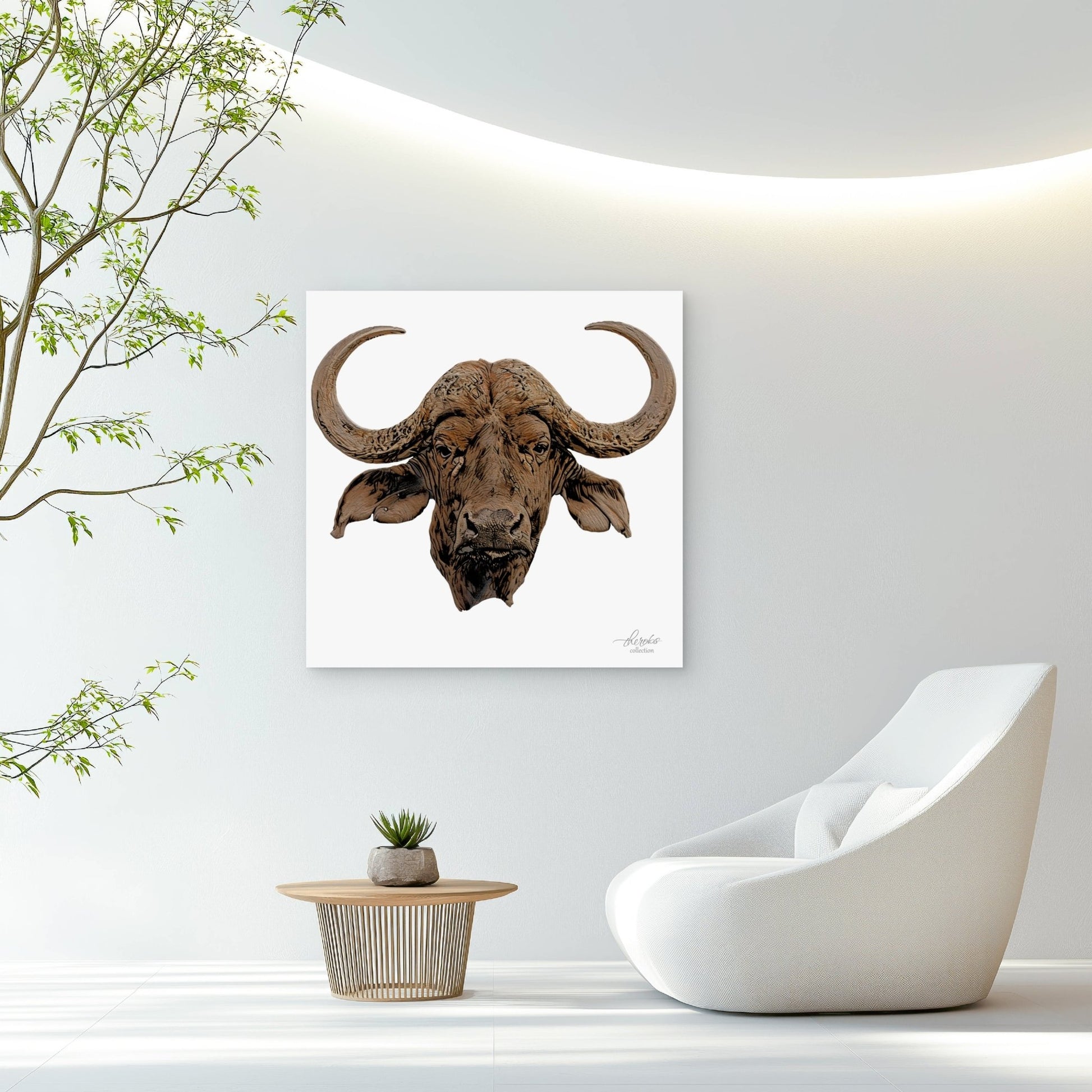 Cape Buffalo Satin Stretched Canvas Print - HD Printing