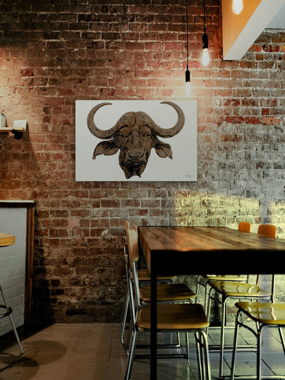 Cape Buffalo Satin Stretched Canvas Print - HD Printing