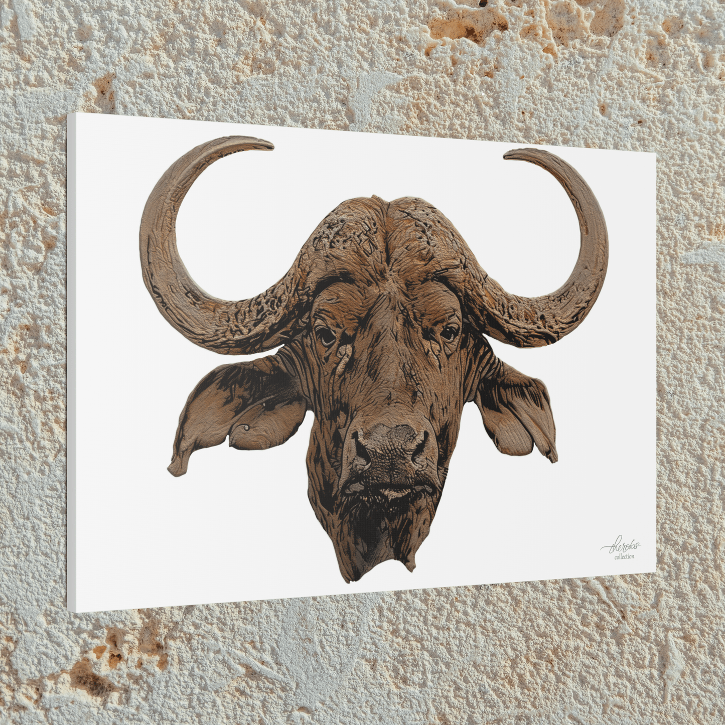 Cape Buffalo Satin Stretched Canvas Print - HD Printing