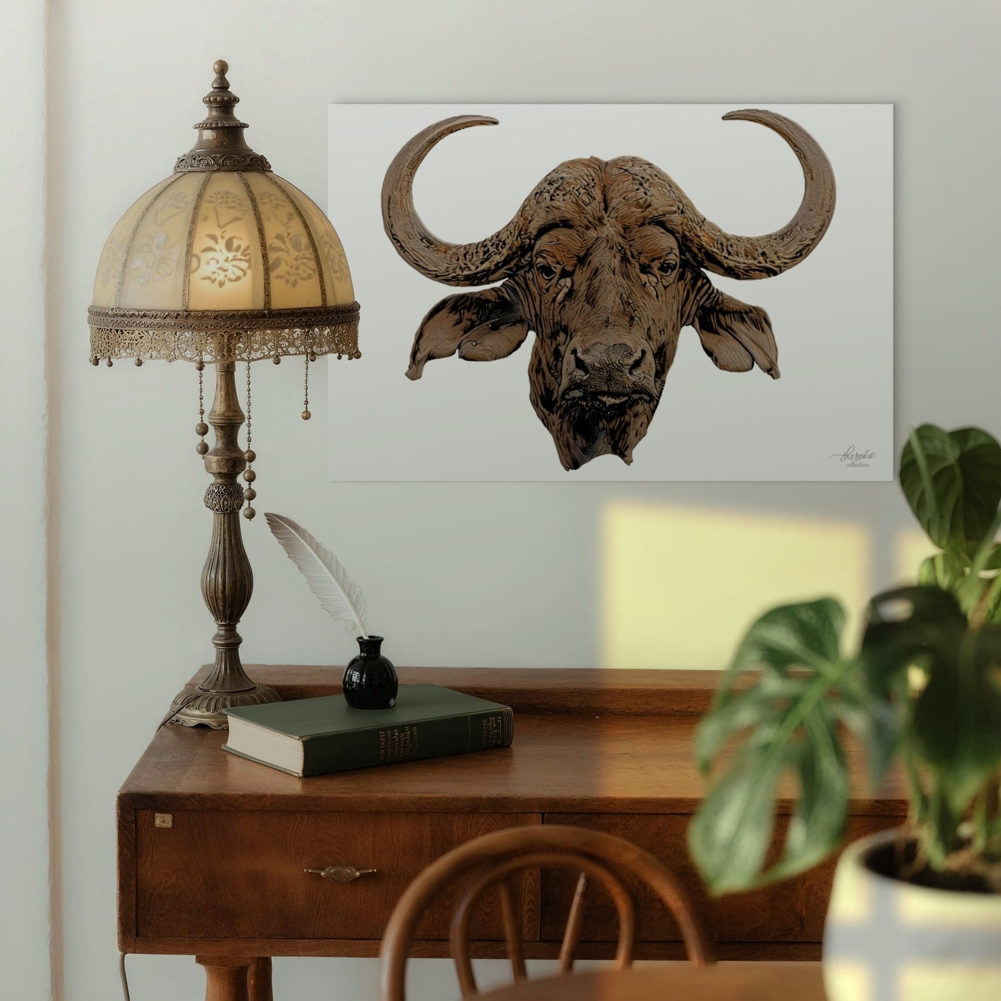 Cape Buffalo Satin Stretched Canvas Print - HD Printing