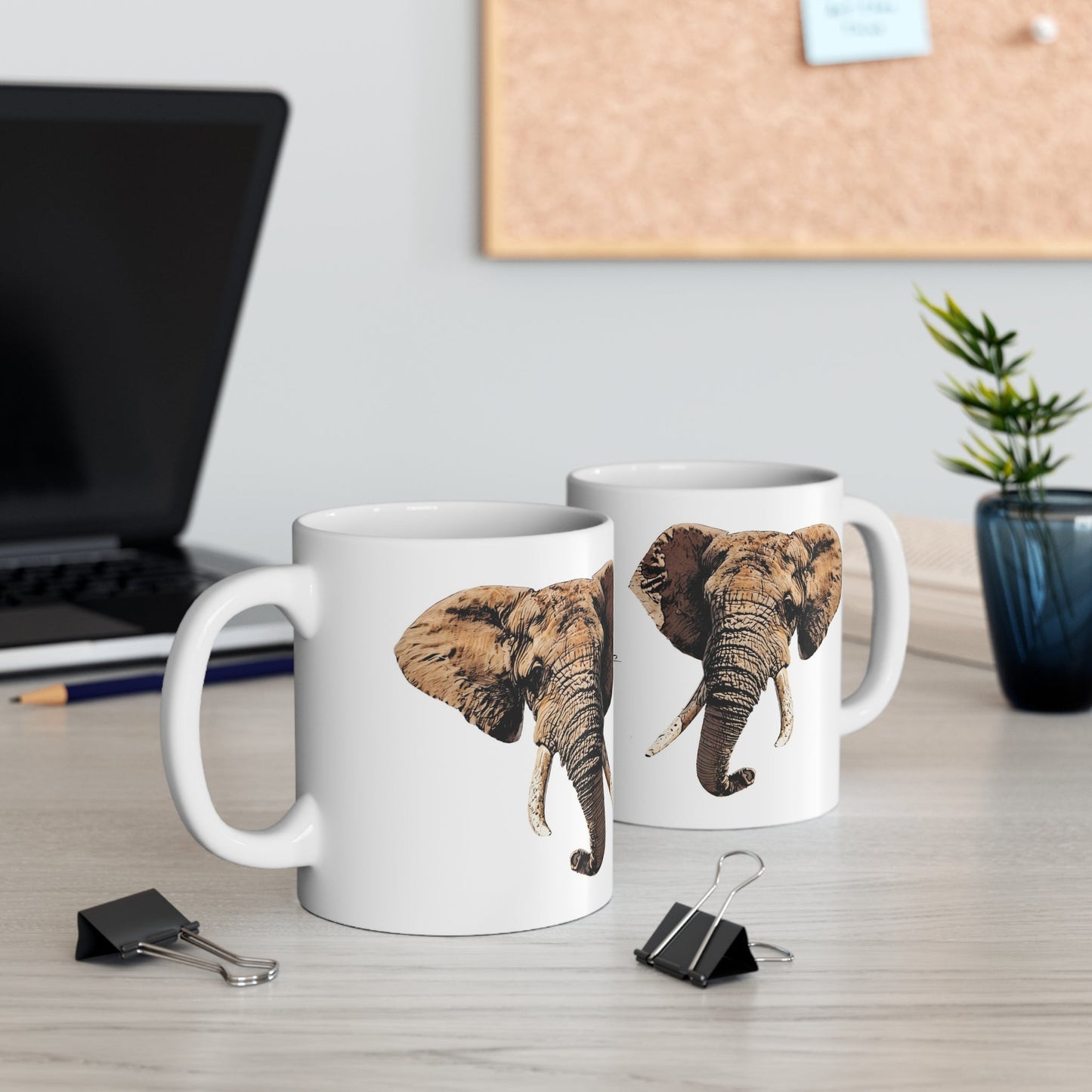Colour Elephant White Ceramic 11oz Mug - HD Printing
