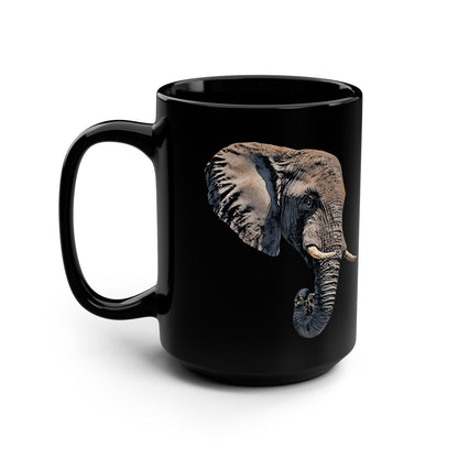 Elephant 15oz Black Ceramic Coffee Mug II - HD Printing