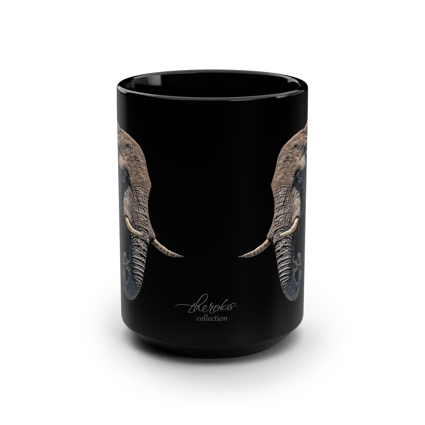 Elephant 15oz Black Ceramic Coffee Mug II - HD Printing