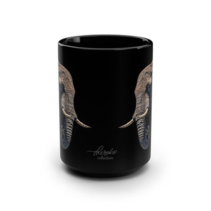 Elephant 15oz Black Ceramic Coffee Mug II - HD Printing