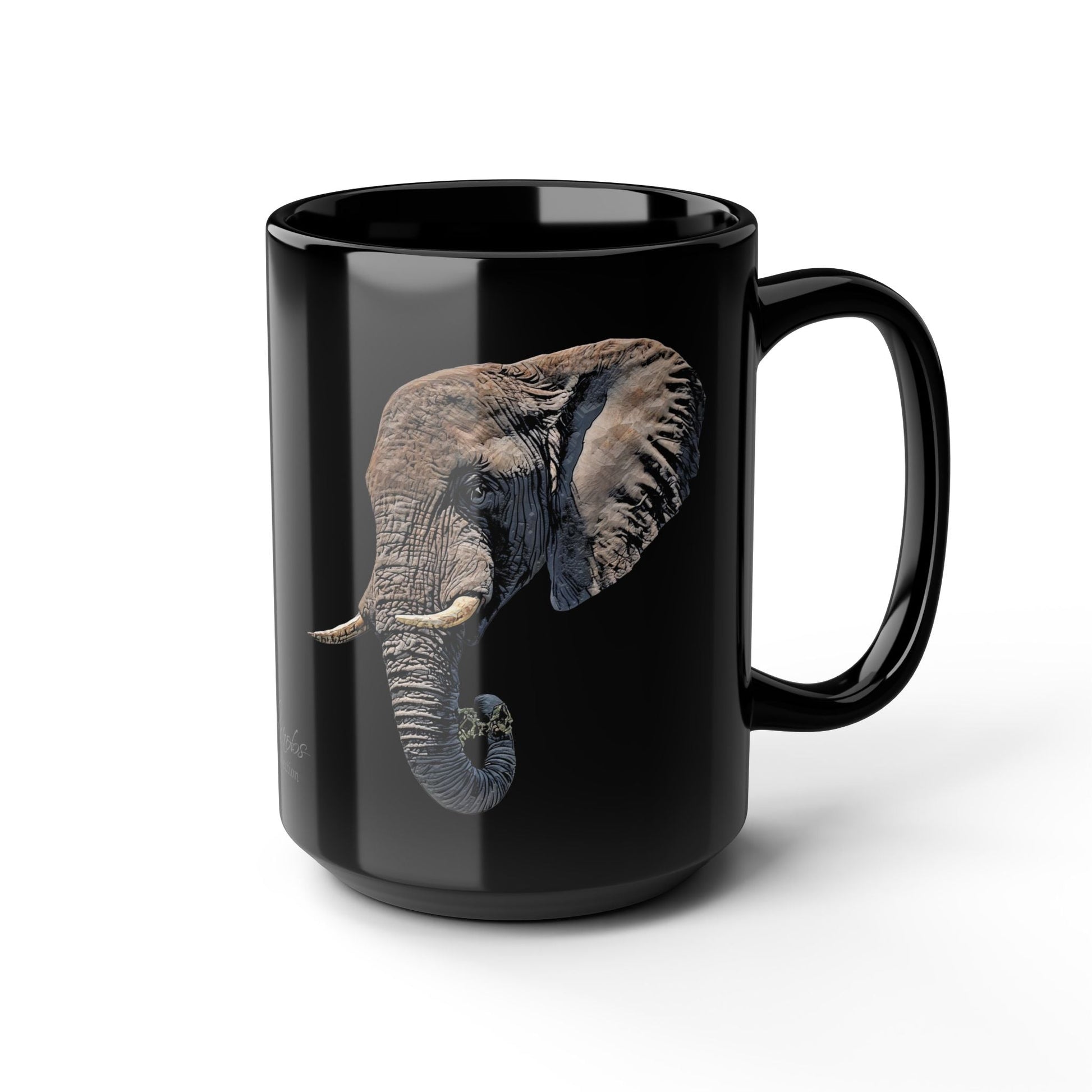 Elephant 15oz Black Ceramic Coffee Mug II - HD Printing