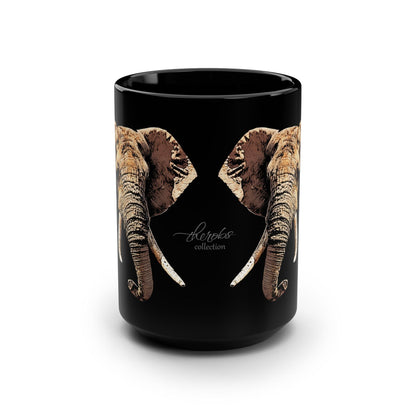 Elephant 15oz Large Black Ceramic Mug - HD Printing