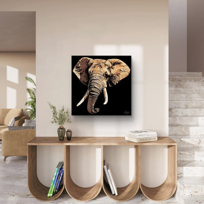 Elephant Fine Art Giclée Matte Black Poster - HD Printing