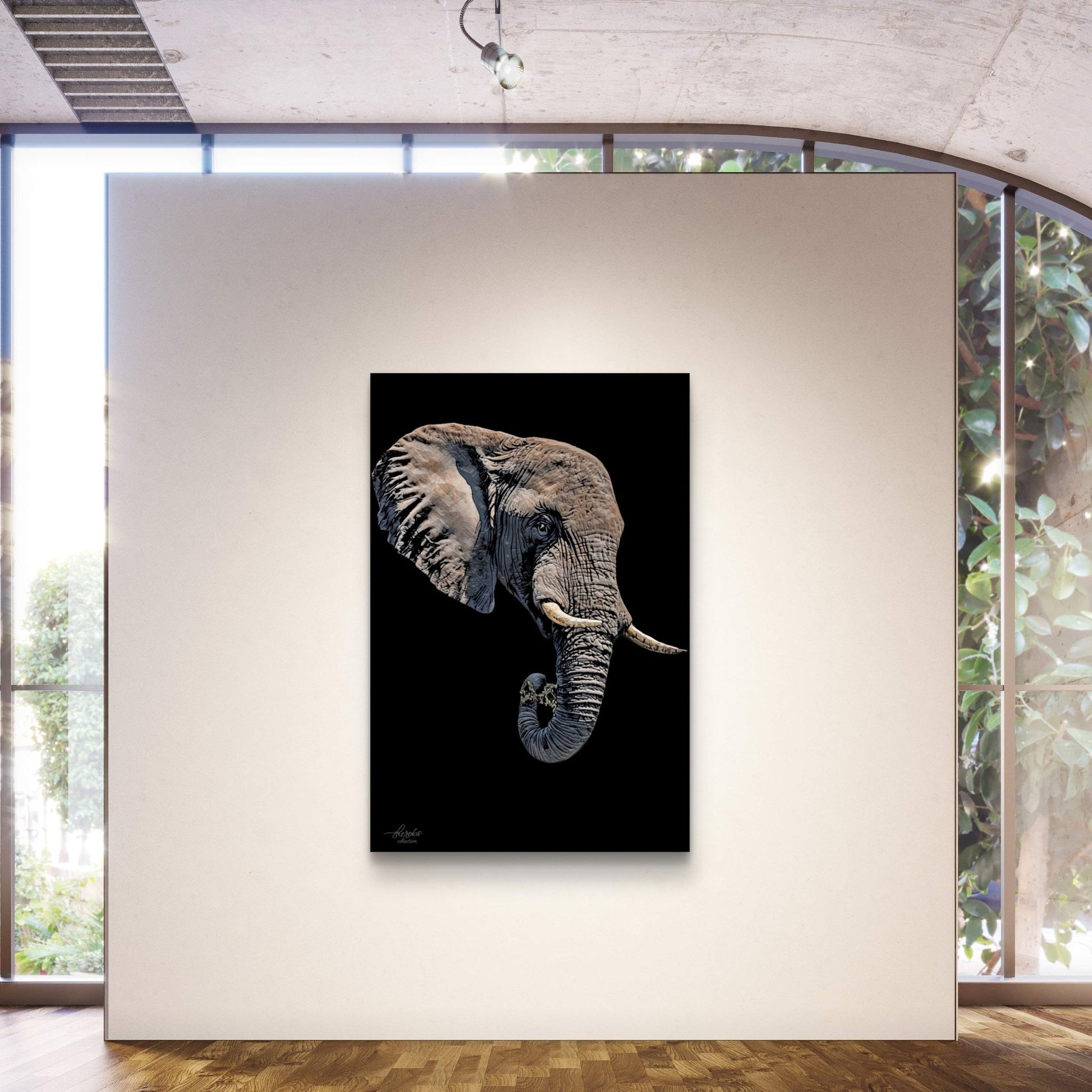 Elephant Indoor & Outdoor HD Black Silk Poster II - HD Printing