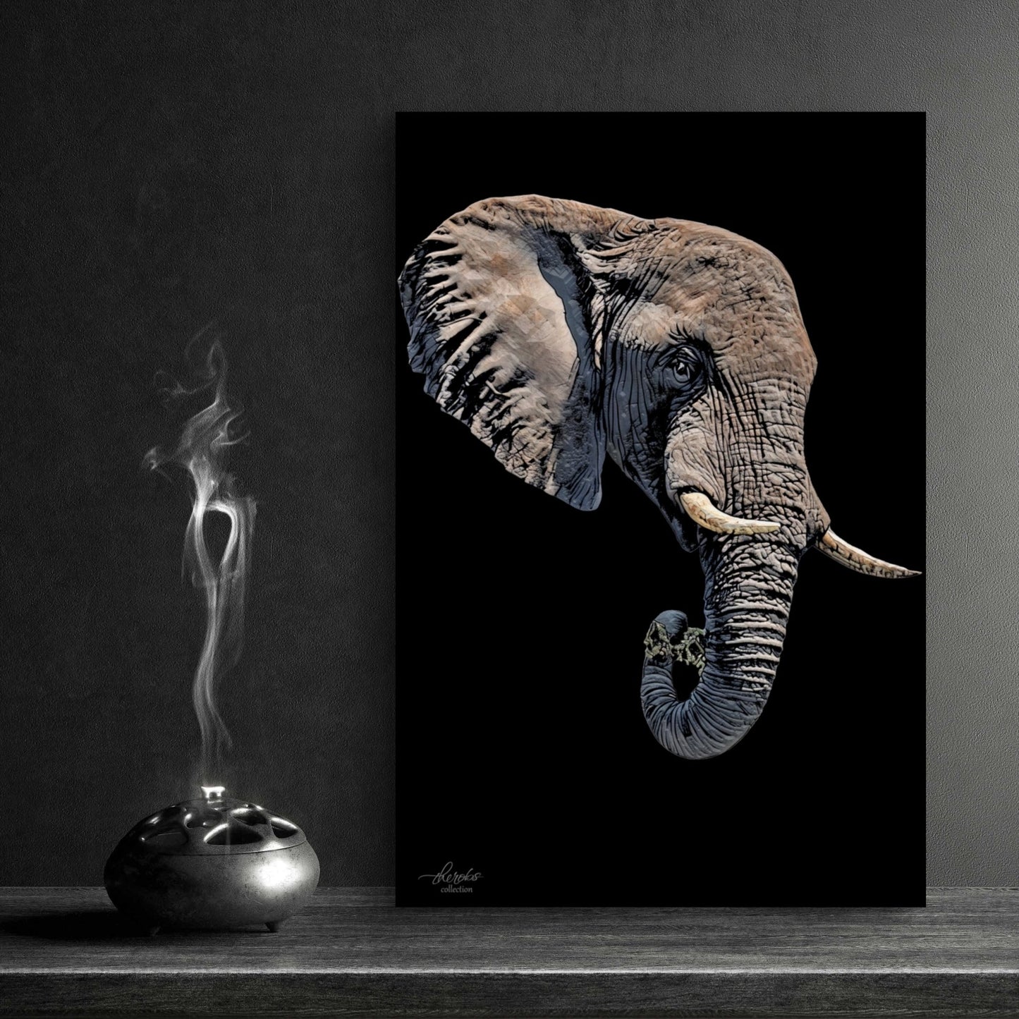 Elephant Indoor & Outdoor HD Black Silk Poster II - HD Printing