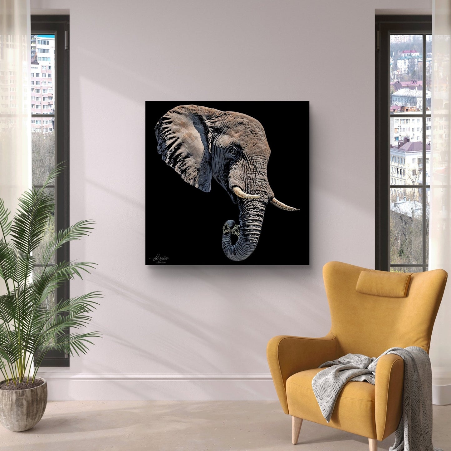 Elephant Indoor & Outdoor HD Black Silk Poster II - HD Printing