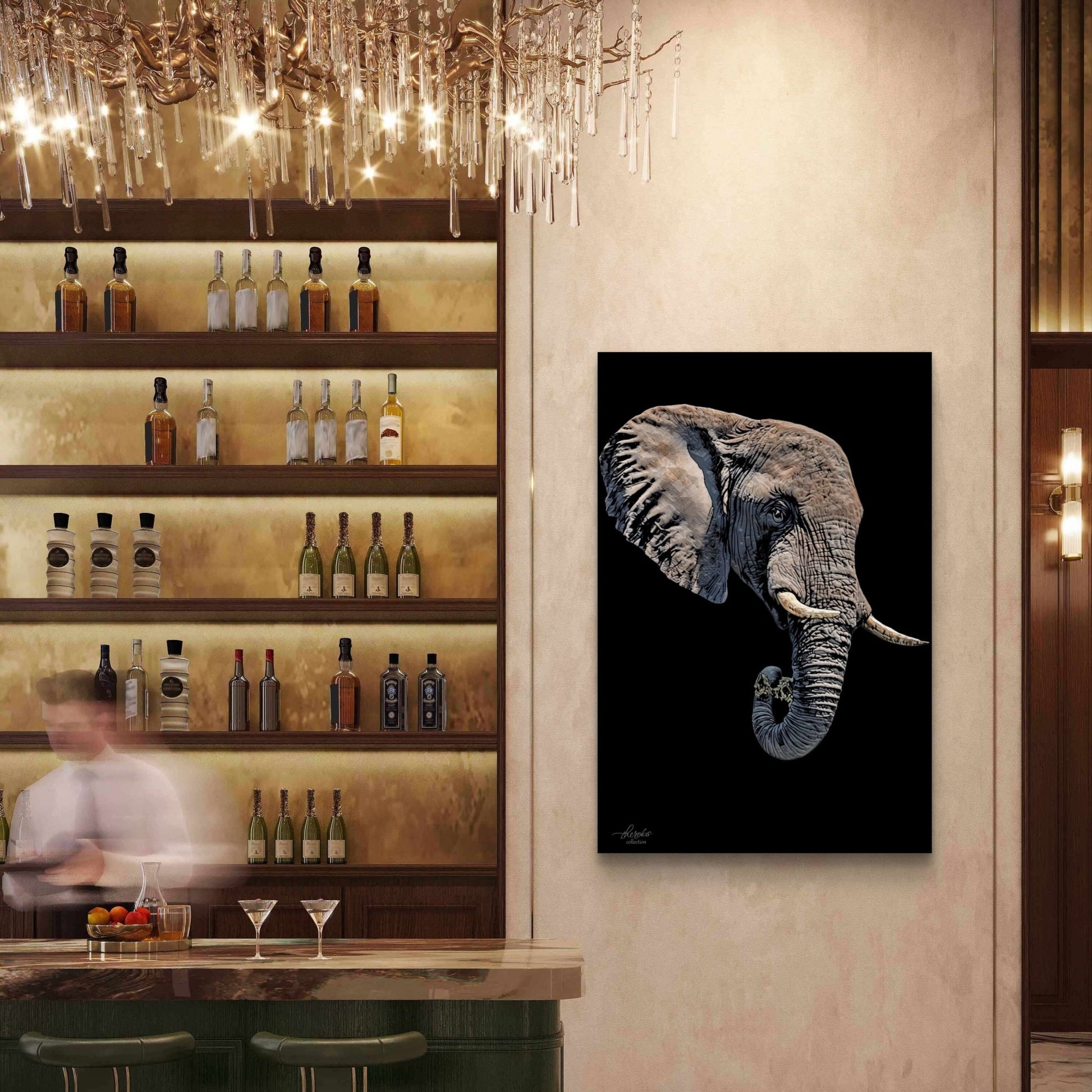 Elephant Indoor & Outdoor HD Black Silk Poster II - HD Printing