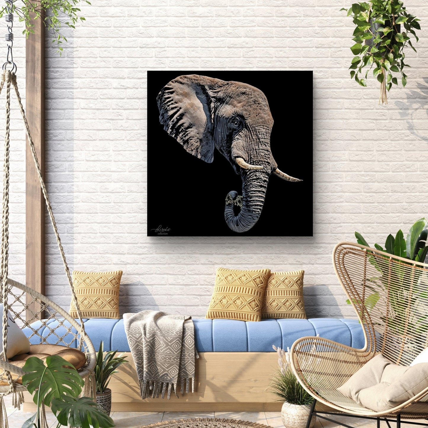 Elephant Indoor & Outdoor HD Black Silk Poster II - HD Printing