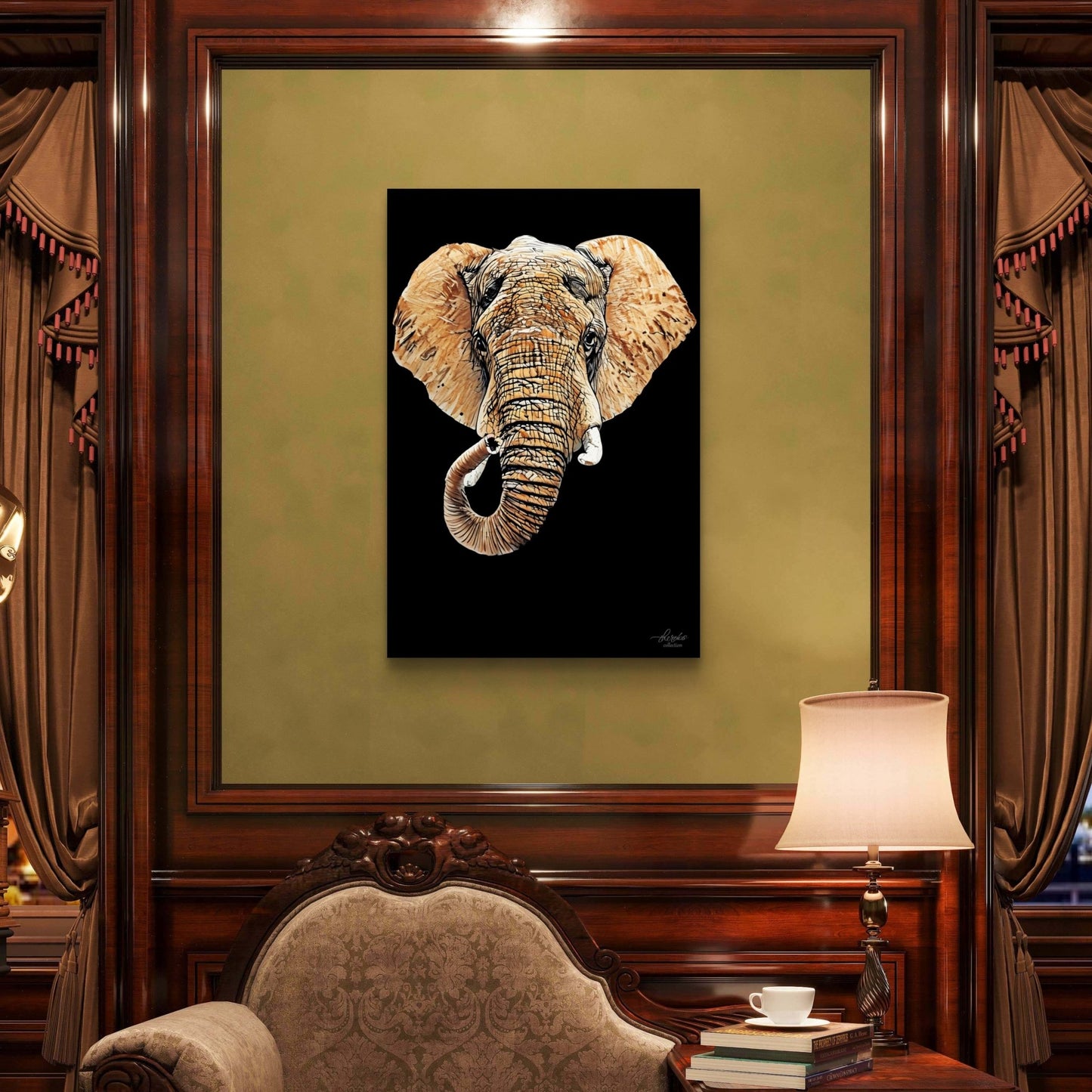 Elephant Indoor & Outdoor HD Black Silk Poster III - HD Printing