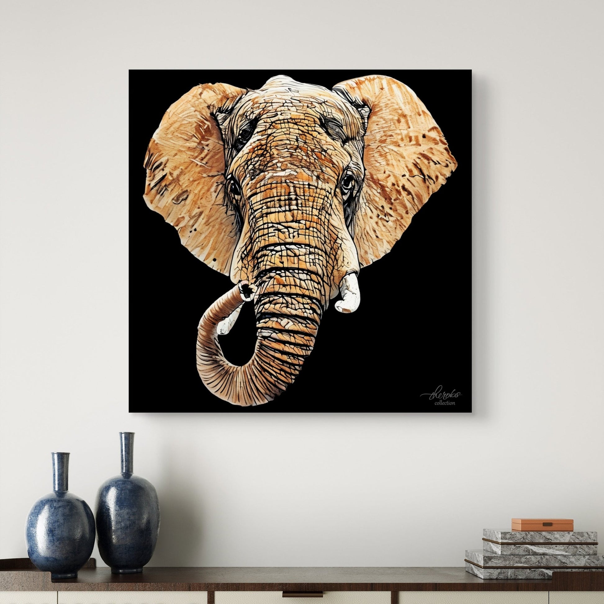 Elephant Indoor & Outdoor HD Black Silk Poster III - HD Printing