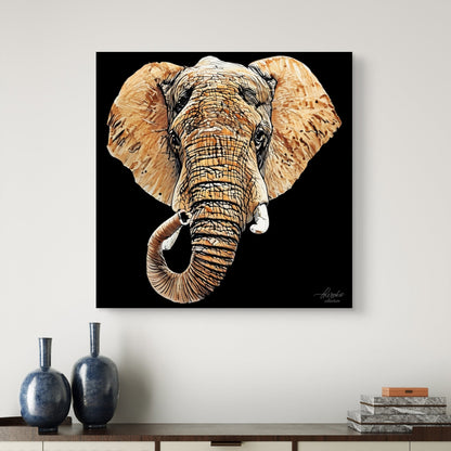 Elephant Indoor & Outdoor HD Black Silk Poster III - HD Printing