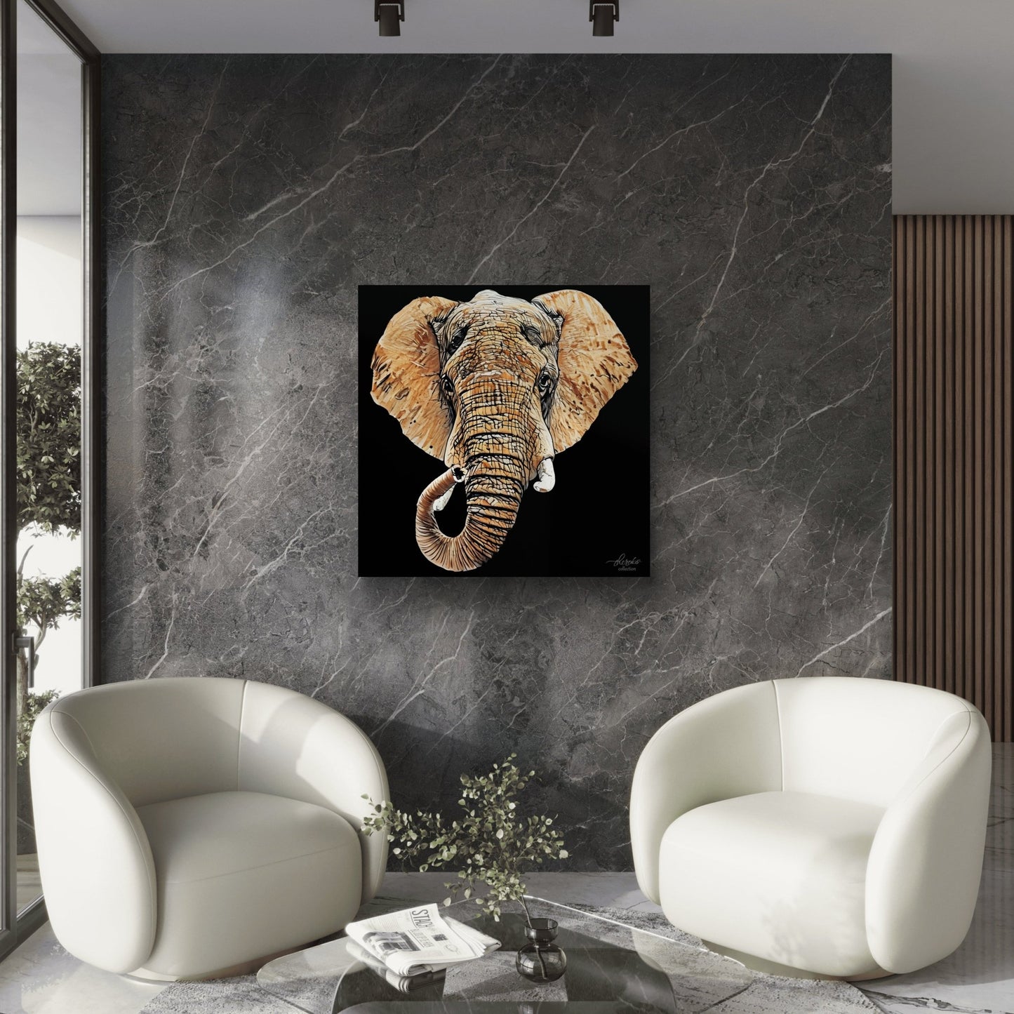 Elephant Indoor & Outdoor HD Black Silk Poster III - HD Printing