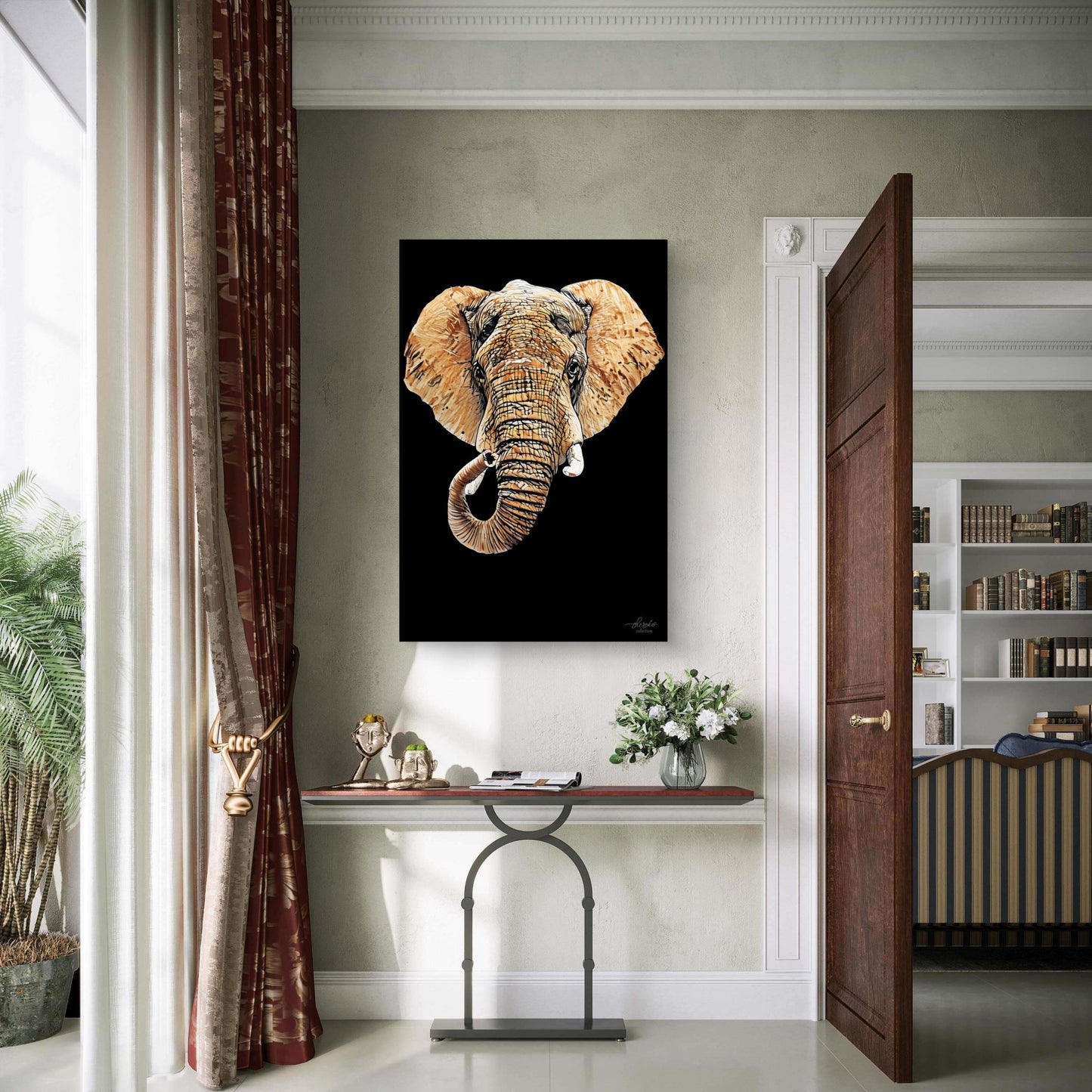 Elephant Indoor & Outdoor HD Black Silk Poster III - HD Printing