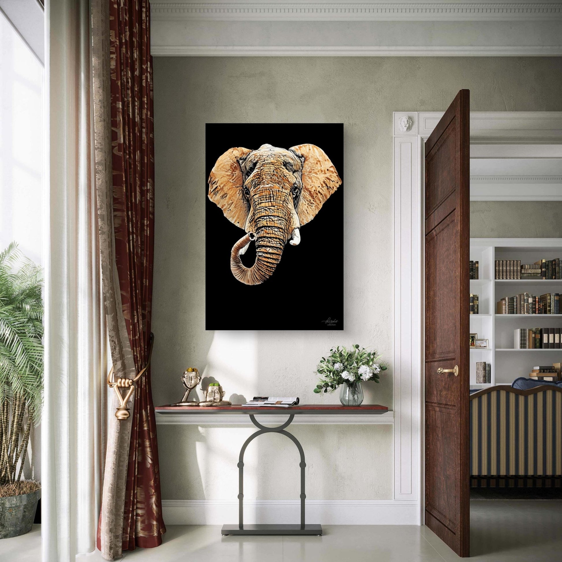 Elephant Indoor & Outdoor HD Black Silk Poster III - HD Printing