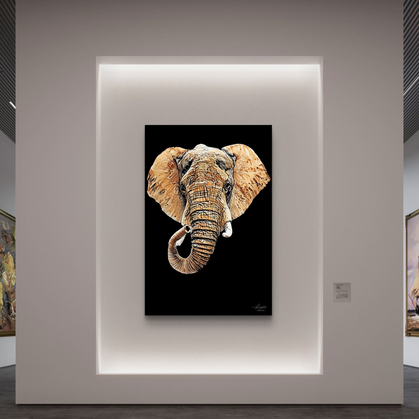 Elephant Indoor & Outdoor HD Black Silk Poster III - HD Printing