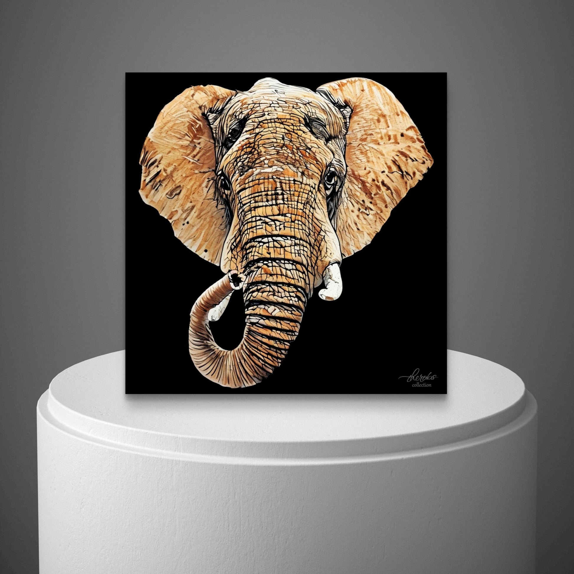Elephant Indoor & Outdoor HD Black Silk Poster III - HD Printing