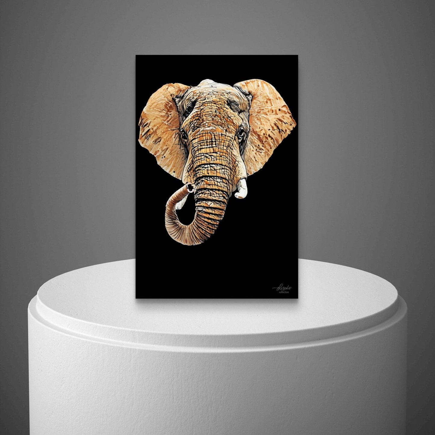 Elephant Indoor & Outdoor HD Black Silk Poster III - HD Printing