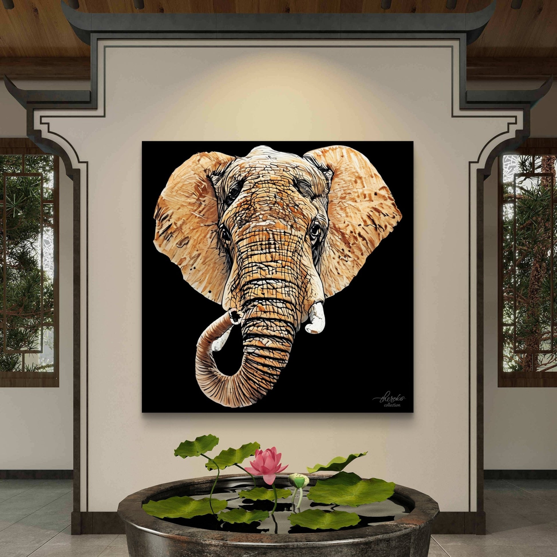 Elephant Indoor & Outdoor HD Black Silk Poster III - HD Printing