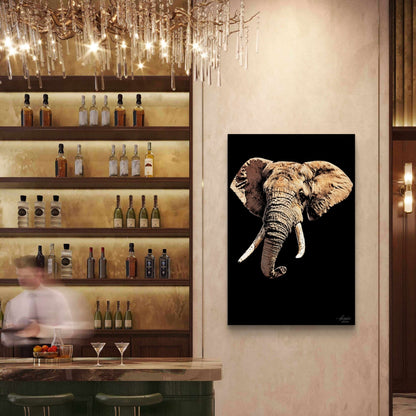Elephant Satin Stretched Black Canvas Print - HD Printing