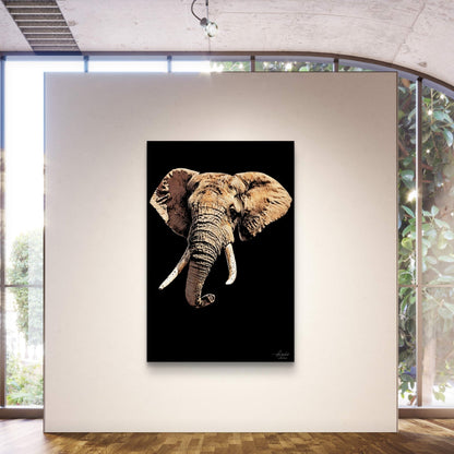 Elephant Satin Stretched Black Canvas Print - HD Printing