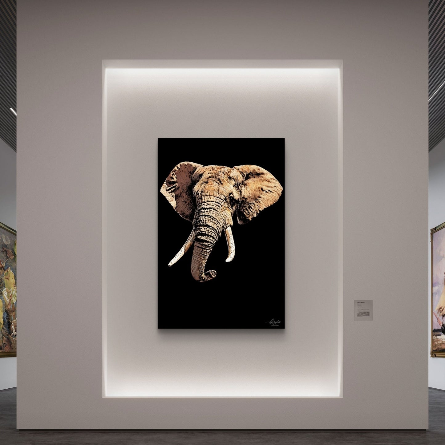 Elephant Satin Stretched Black Canvas Print - HD Printing
