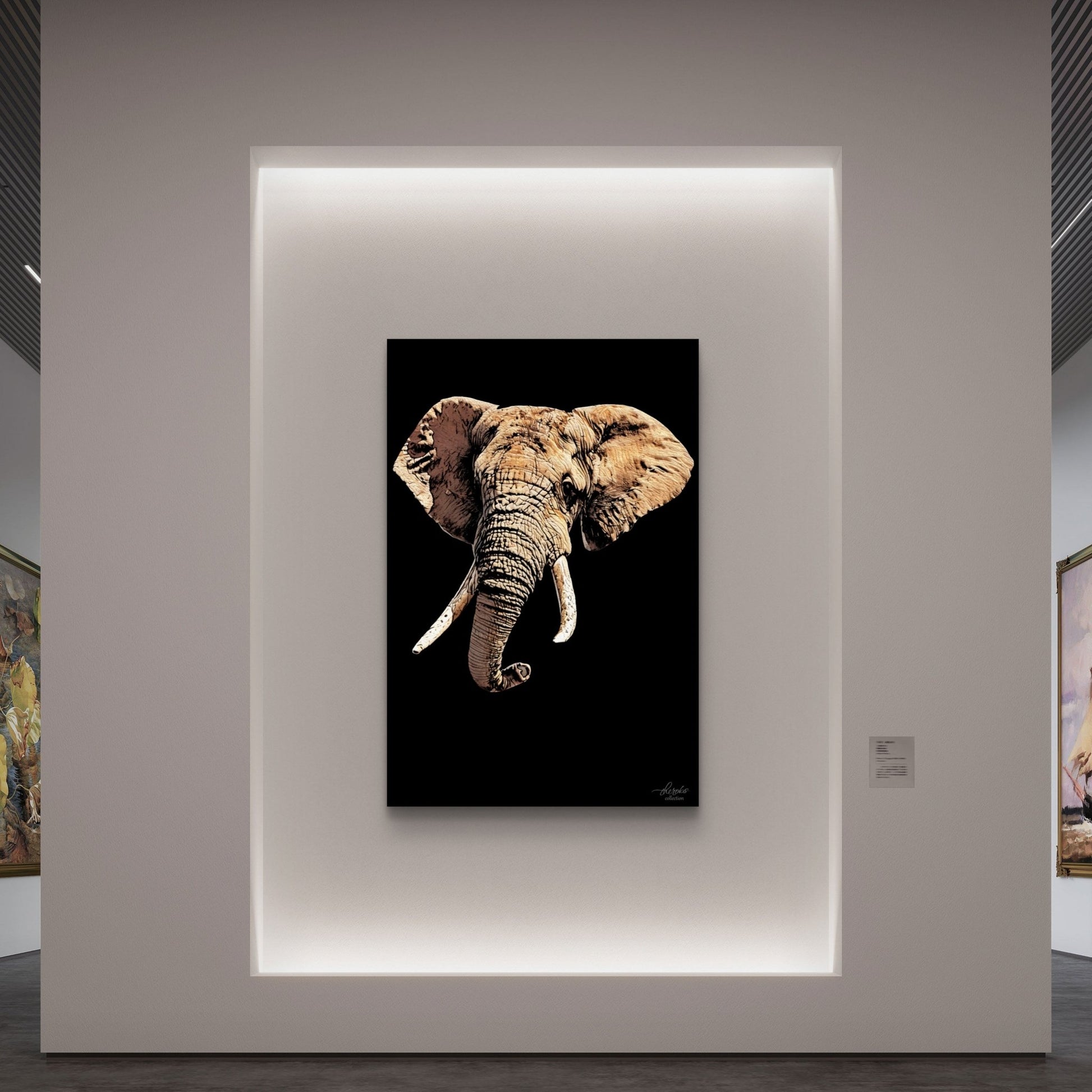Elephant Satin Stretched Black Canvas Print - HD Printing