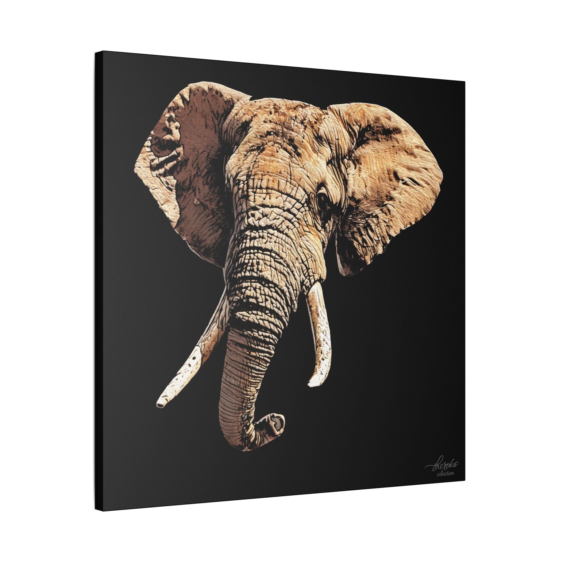 Elephant Satin Stretched Black Canvas Print - HD Printing
