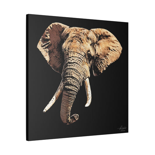 Elephant Satin Stretched Black Canvas Print - HD Printing