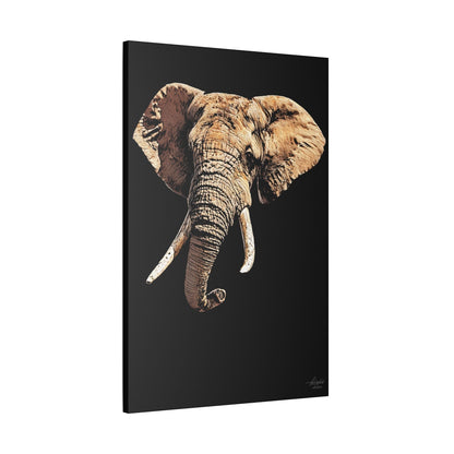 Elephant Satin Stretched Black Canvas Print - HD Printing