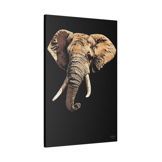 Elephant Satin Stretched Black Canvas Print - HD Printing