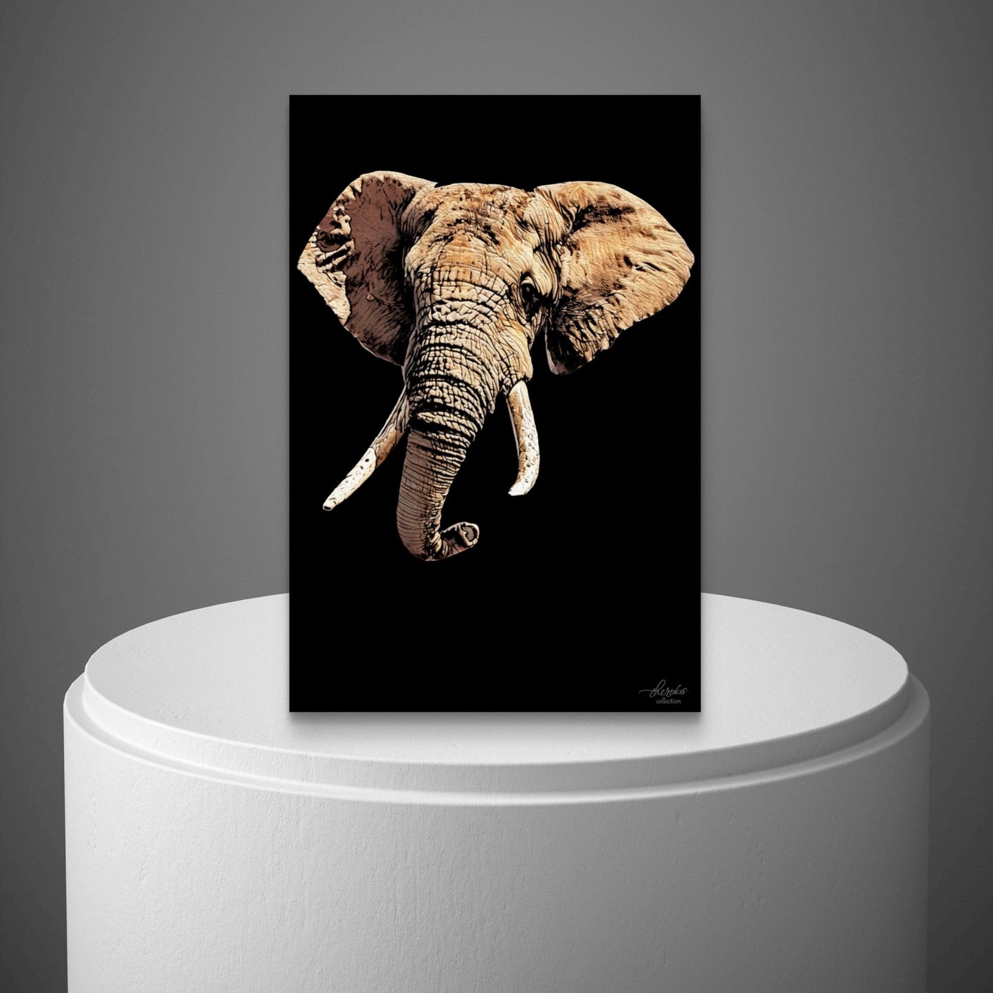 Elephant Satin Stretched Black Canvas Print - HD Printing