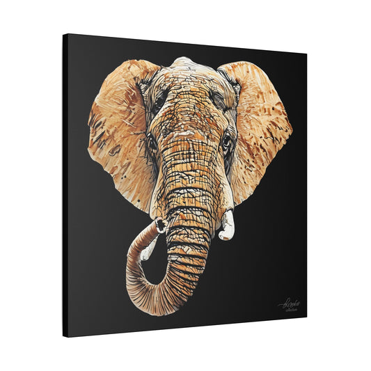 Elephant Satin Stretched Black Canvas Print III - HD Printing