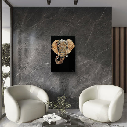 Elephant Satin Stretched Black Canvas Print III - HD Printing