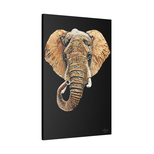 Elephant Satin Stretched Black Canvas Print III - HD Printing