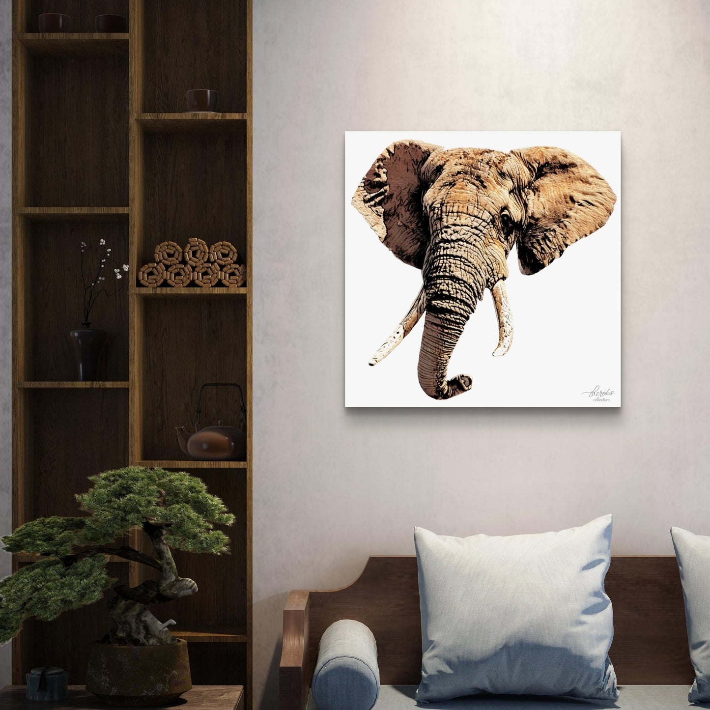 Elephant Satin Stretched Canvas Print - HD Printing