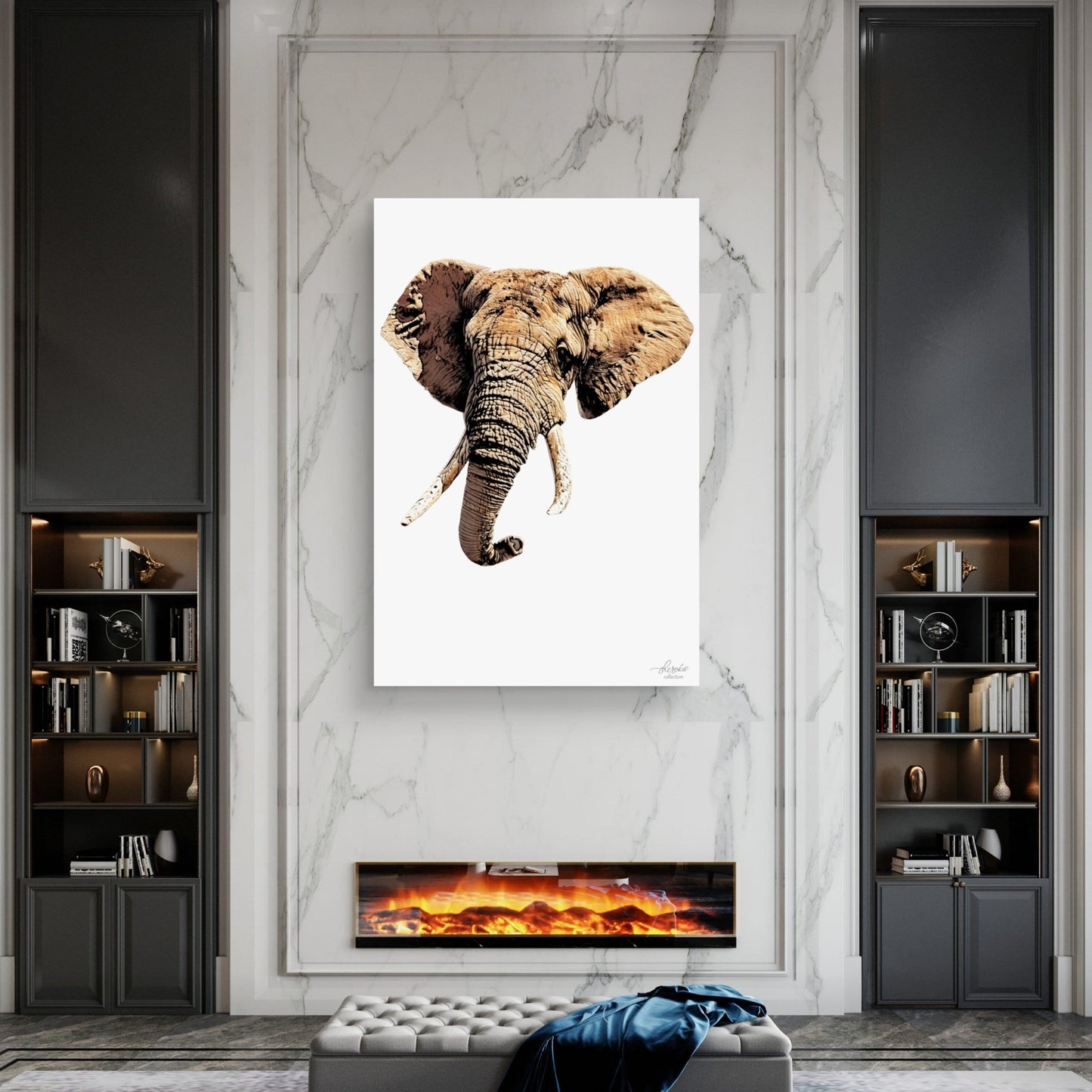 Elephant Satin Stretched Canvas Print - HD Printing