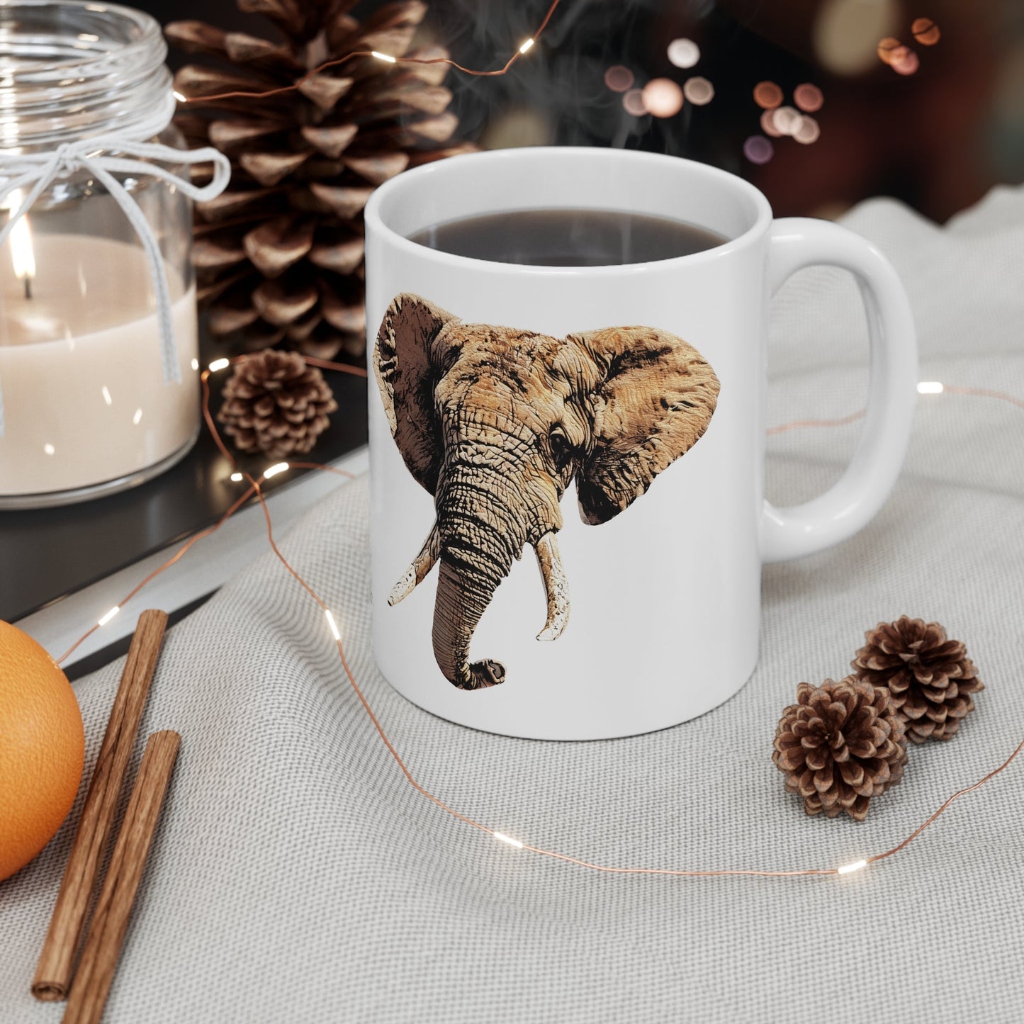 Elephant White Ceramic 11oz Mug - HD Printing