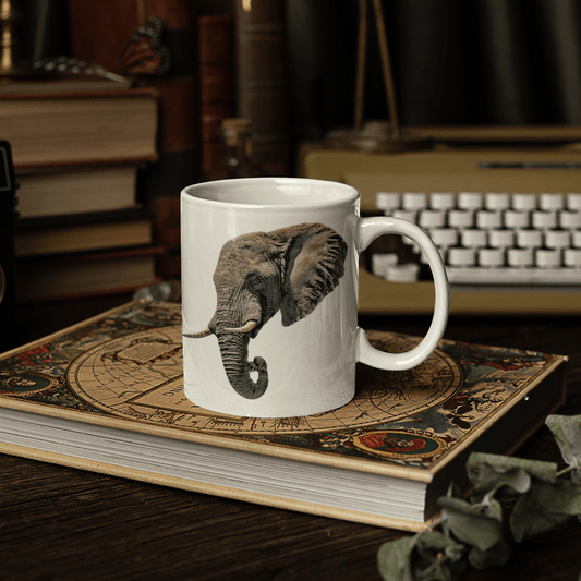 Elephant White Ceramic 11oz Mug II - HD Printing