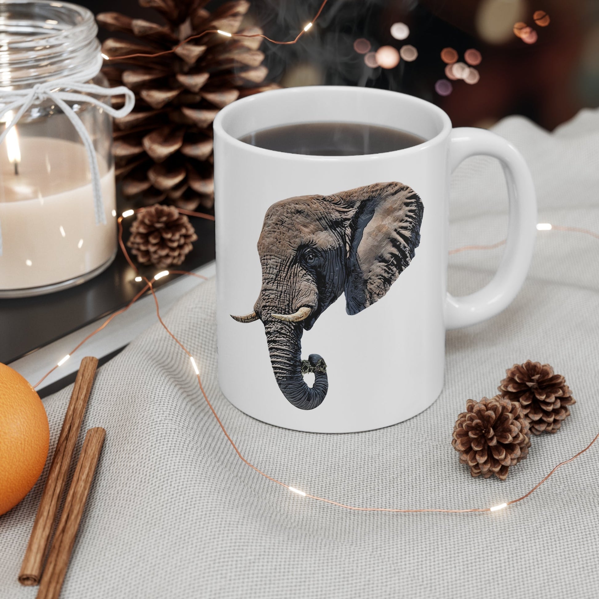 Elephant White Ceramic 11oz Mug II - HD Printing