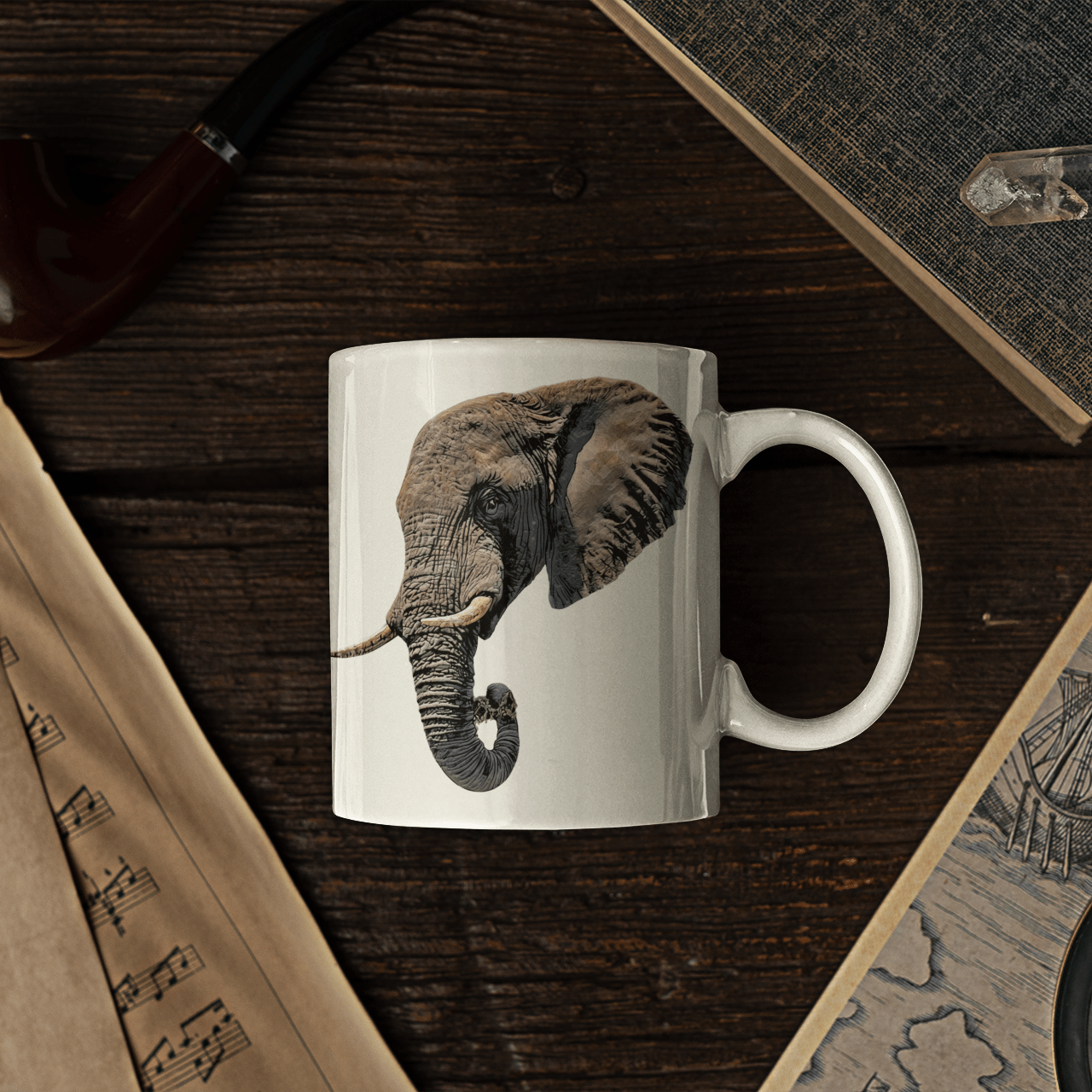 Elephant White Ceramic 11oz Mug II - HD Printing