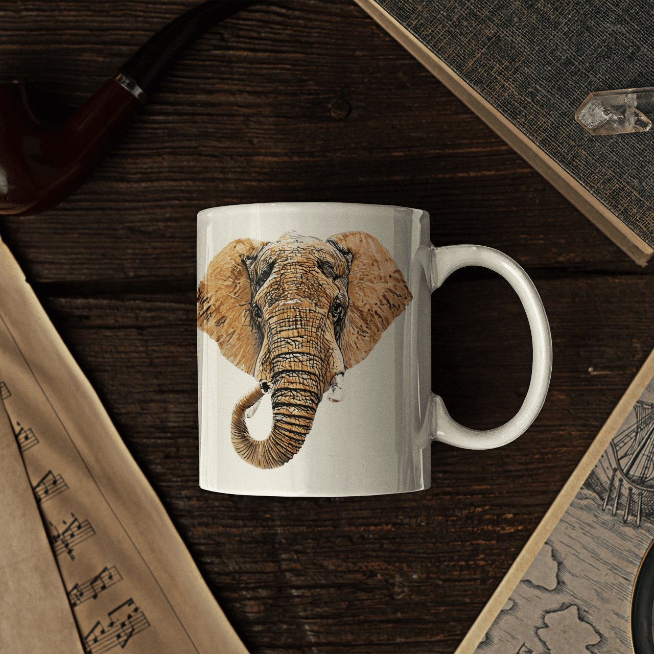 Elephant White Ceramic 11oz Mug III - HD Printing